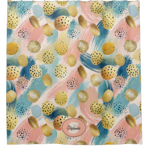 Seamless Abstract Brushstroke & Gold Shape Pattern