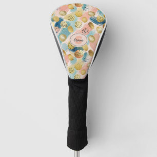 Seamless Abstract Brushstroke & Gold Shape Pattern Golf Head Cover