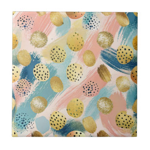 Seamless Abstract Brushstroke & Gold Shape Pattern Tile
