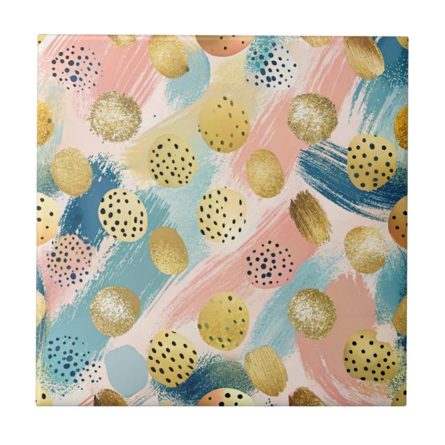 Seamless Abstract Brushstroke & Gold Shape Pattern Tile (Front)