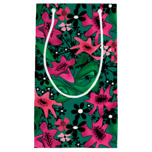 Seamless abstract cartoon cute flowers floral gree small gift bag