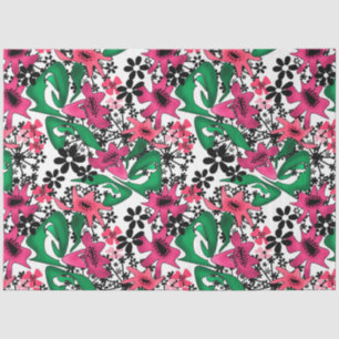 Seamless abstract cartoon cute flowers floral leav tissue paper