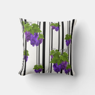Seamless abstract cartoon grape fruit striped line throw pillow
