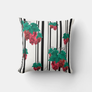 Seamless abstract cartoon grape fruit striped line throw pillow