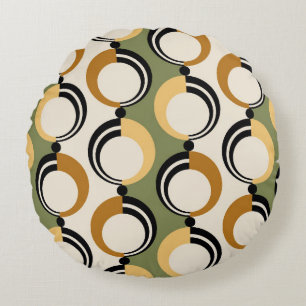 Seamless abstract chain pattern. Vintage design, f Round Pillow