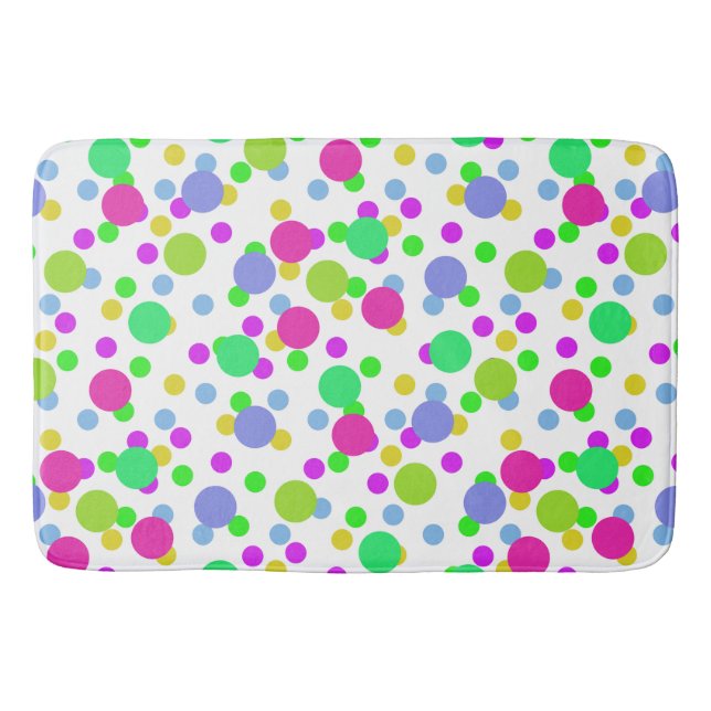 Seamless abstract circles fun confetti dots bright bath mat (Front)