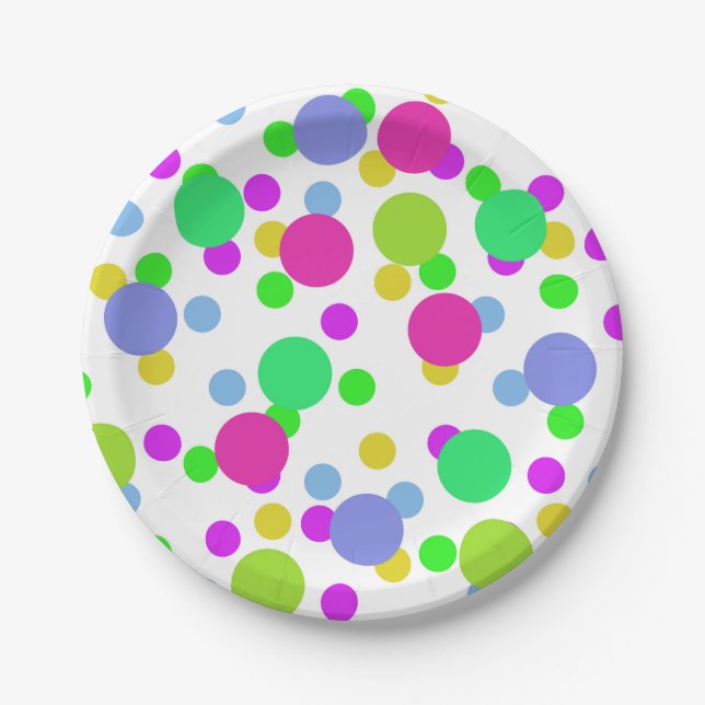 Seamless abstract circles fun confetti dots bright paper plate (Front)