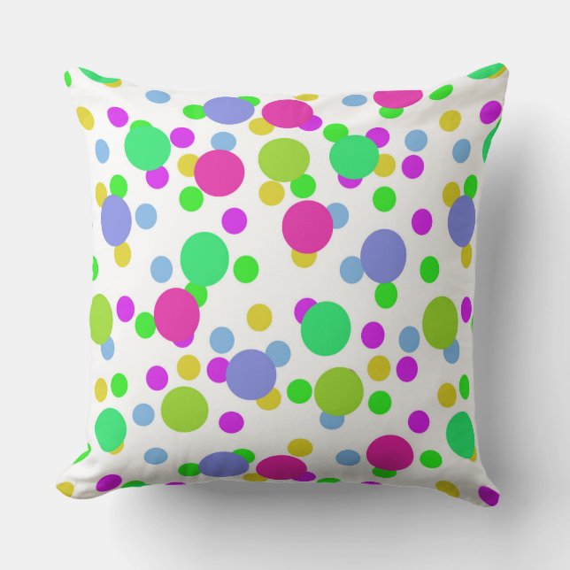 Seamless abstract circles fun confetti dots bright throw pillow (Front)