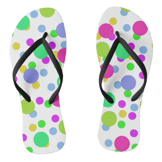 Seamless abstract circles round dots confetti brig flip flops (Footbed)