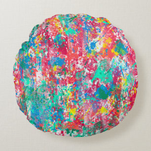 seamless abstract digital illustration fabric desi round pillow