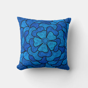 Seamless abstract floral flowers black blue colour throw pillow
