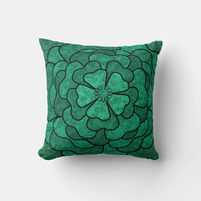 Seamless abstract floral flowers black green colou throw pillow (Front)