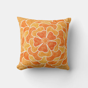 Seamless abstract floral flowers white orange colo throw pillow