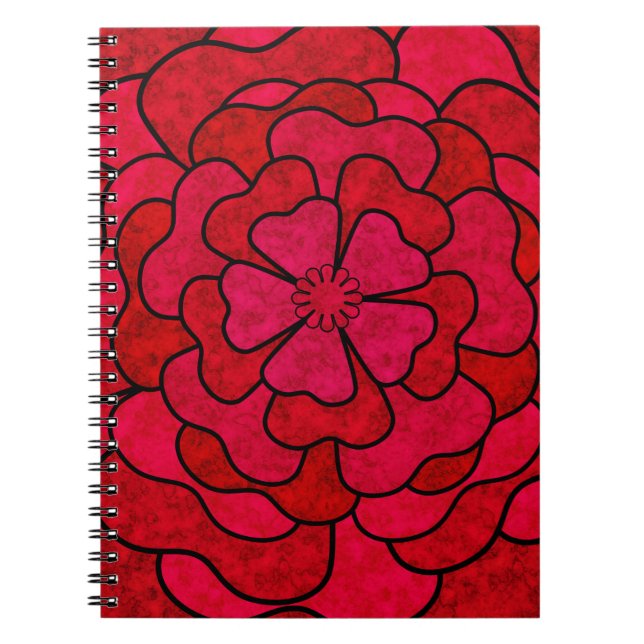 Seamless abstract floral flowers white red colour  notebook (Front)