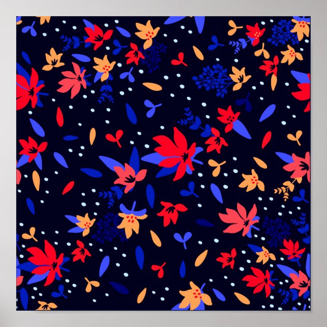 Seamless Abstract Floral Pattern  Poster (Front)