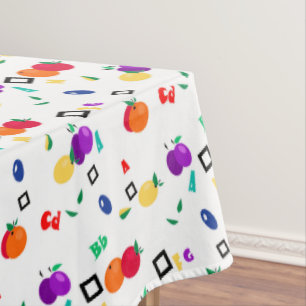 Seamless abstract fruits alphabet kids fun cute ca tablecloth