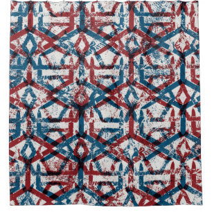 Seamless abstract geometric pattern in flat red bl