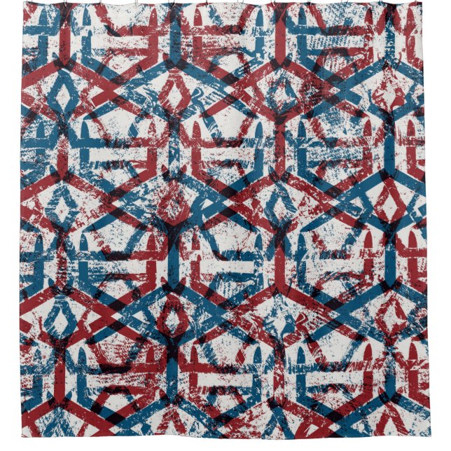 Seamless abstract geometric pattern in flat red bl (Front)