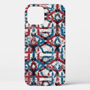 Seamless abstract geometric pattern in flat red bl iPhone 12 case