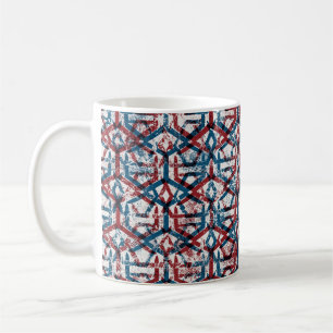 Seamless abstract geometric pattern in flat red bl coffee mug