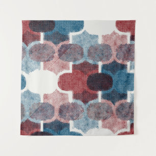 Seamless abstract geometric pattern in flat red bl tapestry
