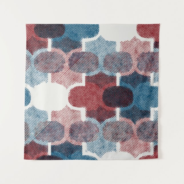 Seamless abstract geometric pattern in flat red bl tapestry (Front)