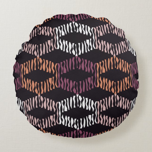 Seamless abstract geometric pattern. Strips. Mosai Round Pillow (Front)
