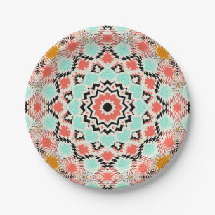 Seamless abstract geometrical round circle mandala paper plate