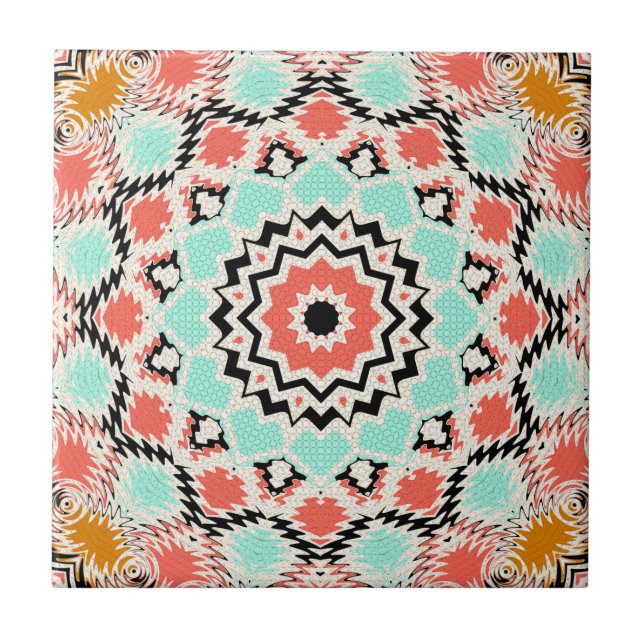 Seamless abstract geometrical round circle mandala tile (Front)