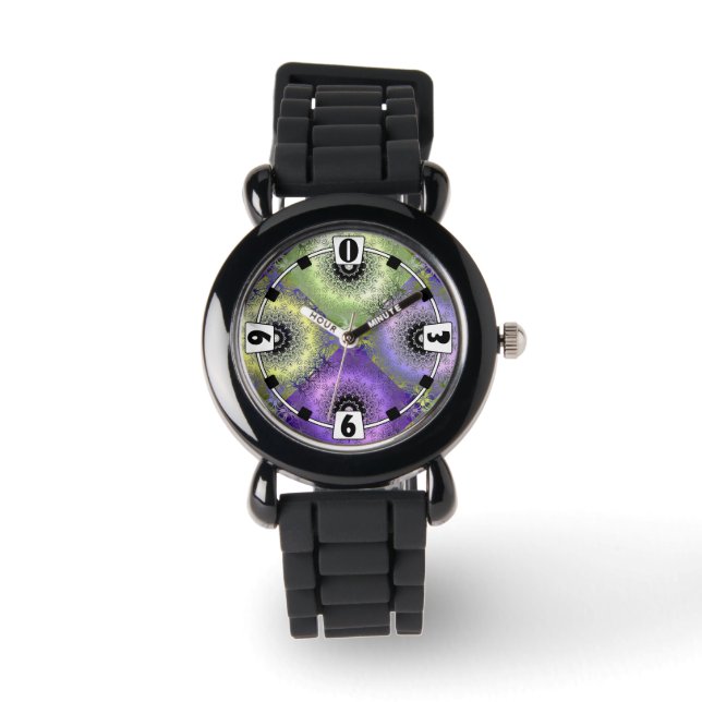 Seamless abstract gradient green purple violet cir watch (Front)