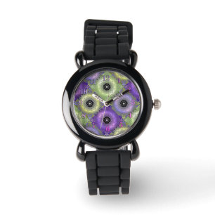 Seamless abstract gradient green purple violet cir watch