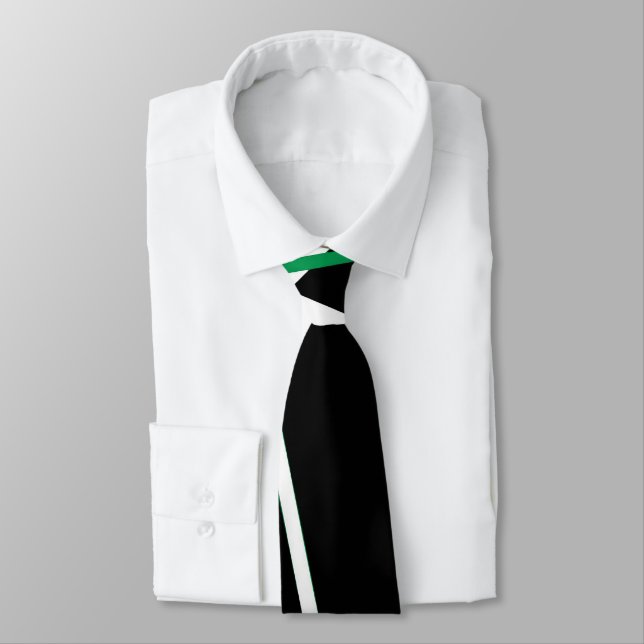 Seamless Abstract Green and White Lines On Black Tie (Tied)