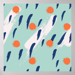Seamless abstract hand drawn brushstroke shapes pa poster