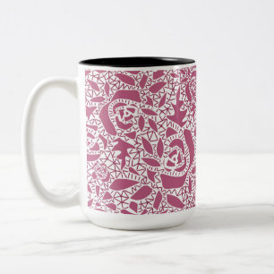 Seamless abstract lace romantic retro vintage pink Two-Tone coffee mug