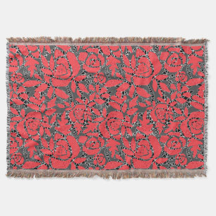 Seamless abstract lace romantic retro vintage red throw blanket