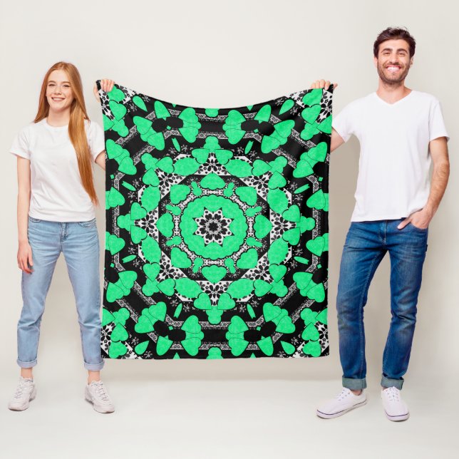 Seamless abstract mandala hearts bright round orna fleece blanket (In Situ)