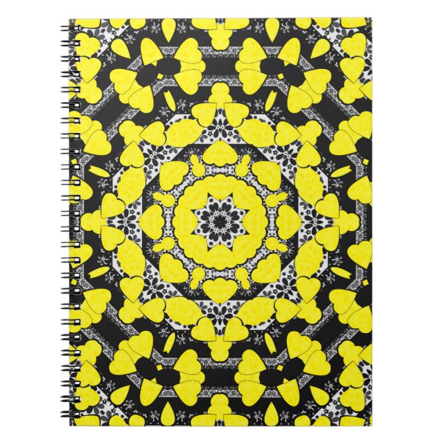 Seamless abstract mandala hearts bright round orna notebook (Front)