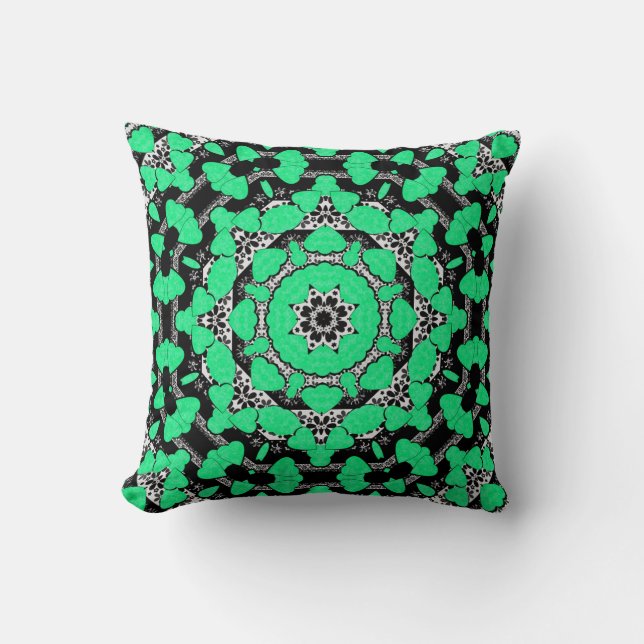 Seamless abstract mandala hearts bright round orna throw pillow (Front)