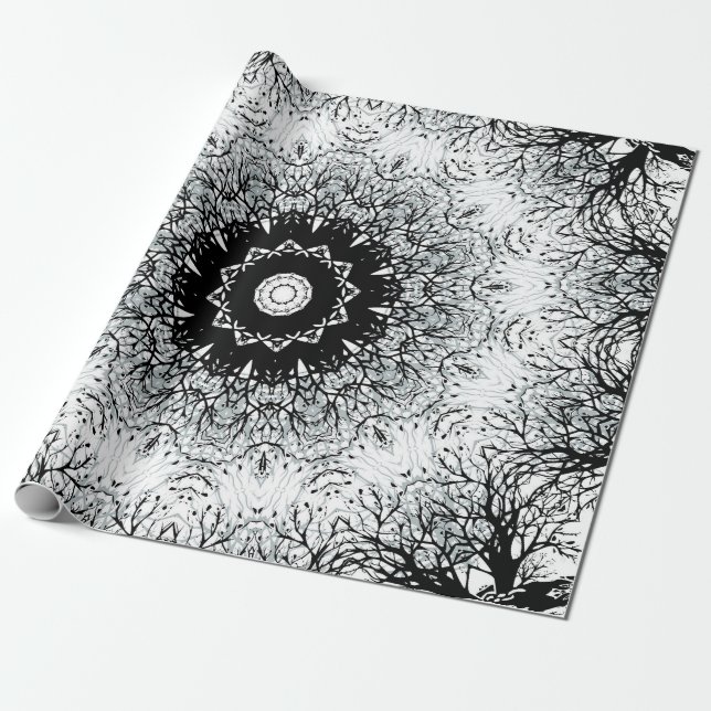 Seamless abstract mandala round circle kaleidoscop wrapping paper (Unrolled)