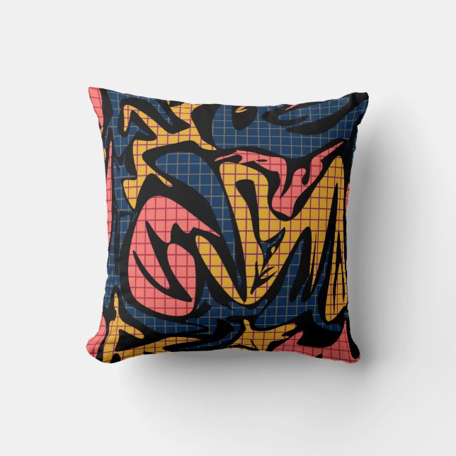Seamless abstract memphis school modern pattern bl throw pillow (Front)