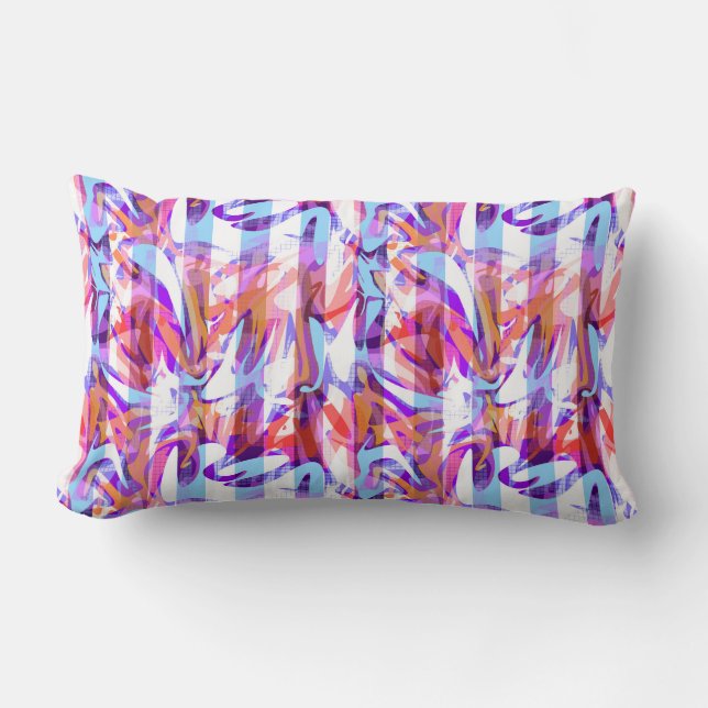 Seamless abstract modern brush stroke multicolor d lumbar pillow (Front)