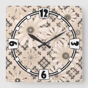 Seamless abstract modern chequered plaid floral be square wall clock