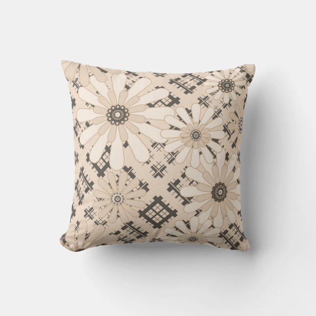 Seamless abstract modern chequered plaid floral be throw pillow (Front)
