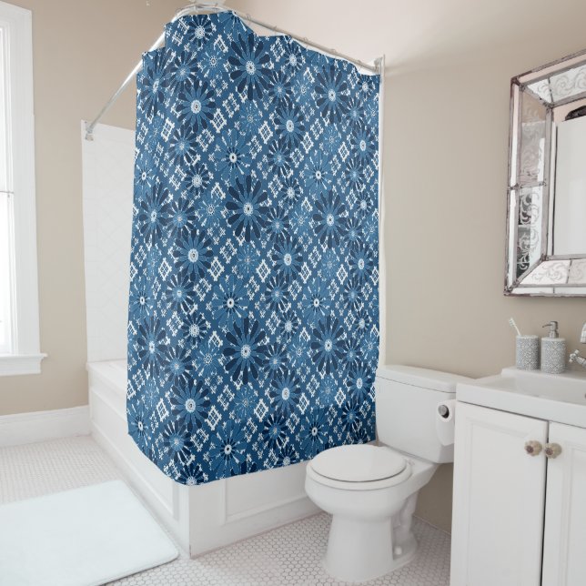 Seamless abstract modern chequered plaid floral bl (In Situ)