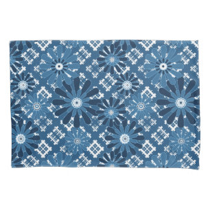 Seamless abstract modern chequered plaid floral bl pillowcase