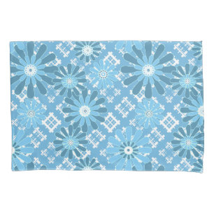 Seamless abstract modern chequered plaid floral bl pillowcase