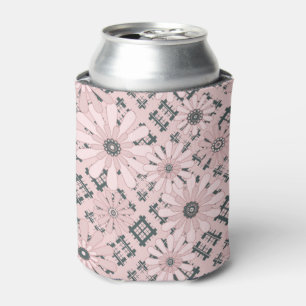 Seamless abstract modern chequered plaid floral pi can cooler