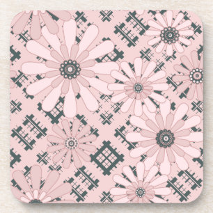 Seamless abstract modern chequered plaid floral pi coaster