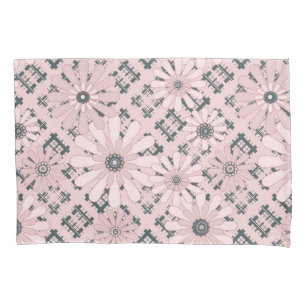 Seamless abstract modern chequered plaid floral pi pillowcase