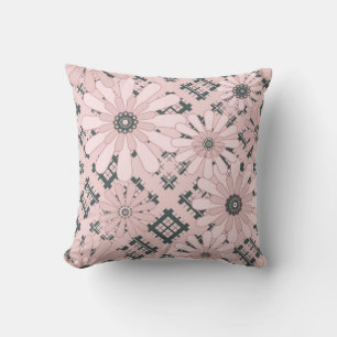 Seamless abstract modern chequered plaid floral pi throw pillow